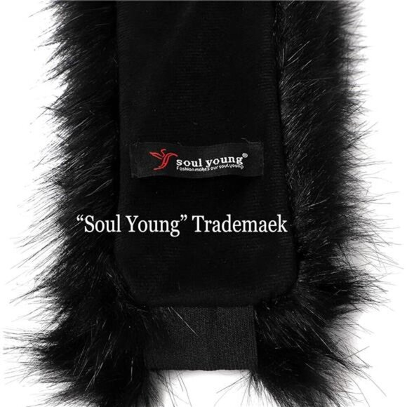 Faux Fur Headband with Elastic for Women's Burgundy - Picture 6 of 6